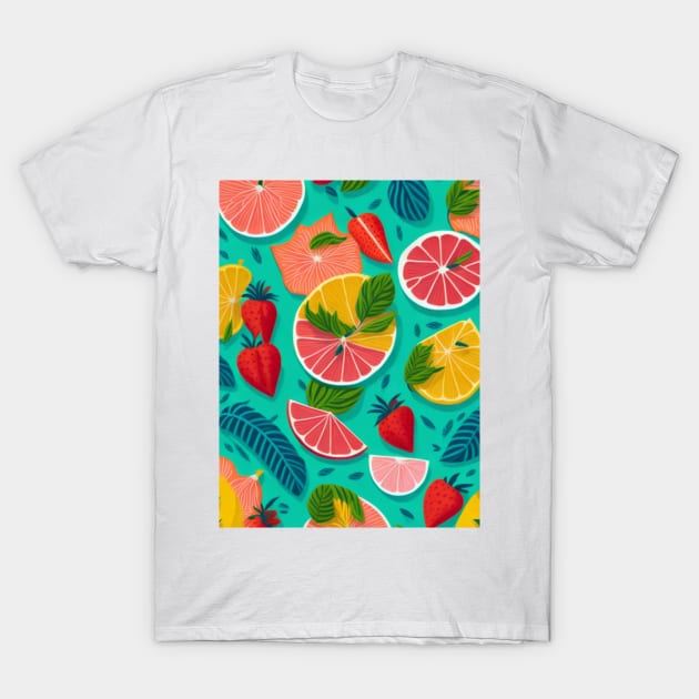 Tropical Summer Fruits T-Shirt by likbatonboot